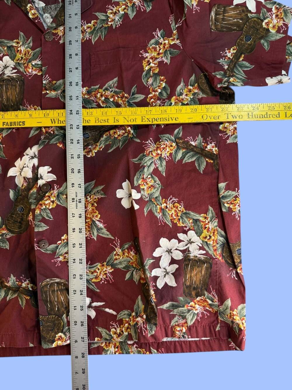 Vintage Bishop St. Apparel Men's XL Hawaiian Shirt Ukulele Floral Print Red - Picture 7 of 8